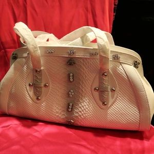 Eurowellness Cream Faux Snakeskin Purse